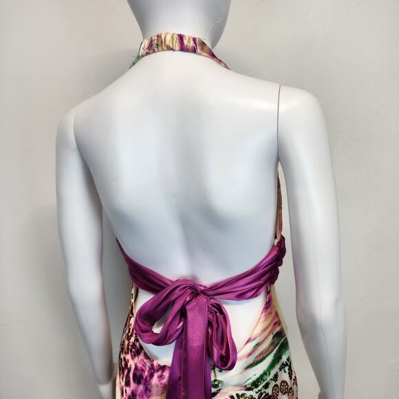 Vtg B. Darlin Y2K Halter Satin Maxi Dress 11/12 Formal Resort Cruise Mardi Gras - Picture 6 of 16